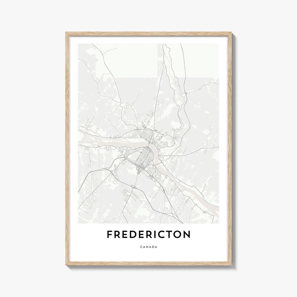Fredericton Canada Riverside Minimalist Street Map City Art Poster