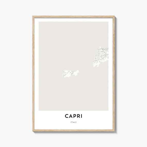 Capri Italy Serene Minimalist Island Coastline Map Line Art Print