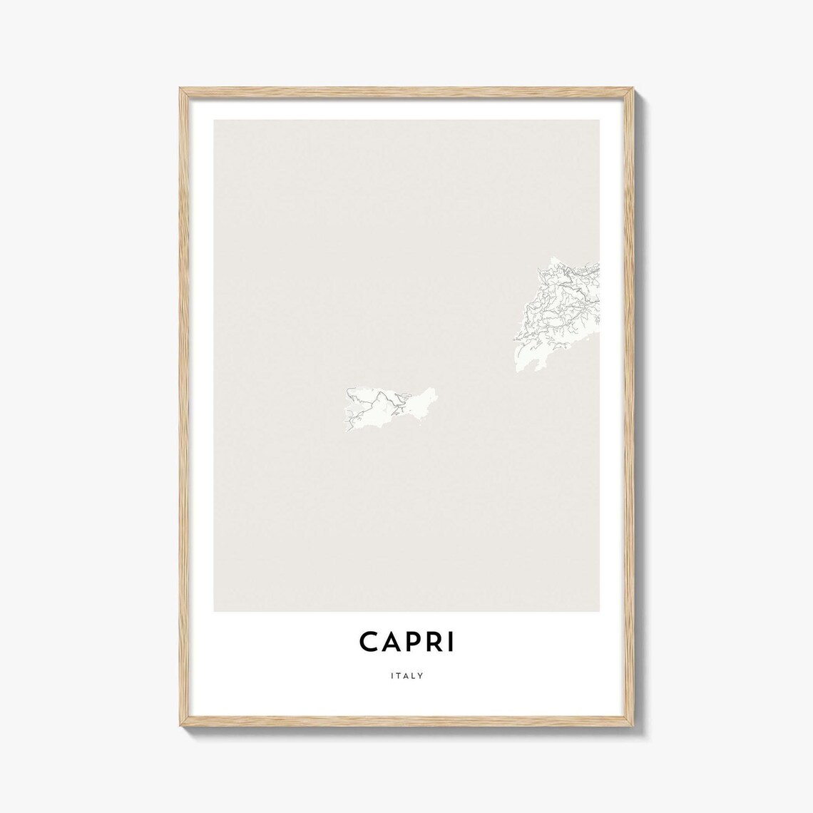 Capri Italy Serene Minimalist Island Coastline Map Line Art Print