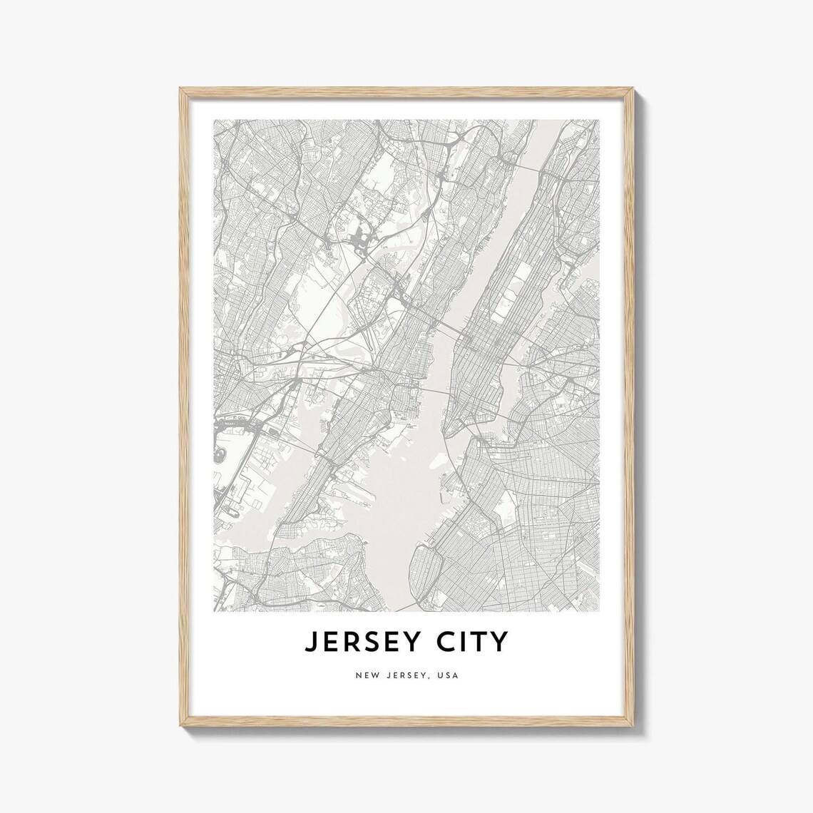 Jersey City Map Art Print, Home Office Decor