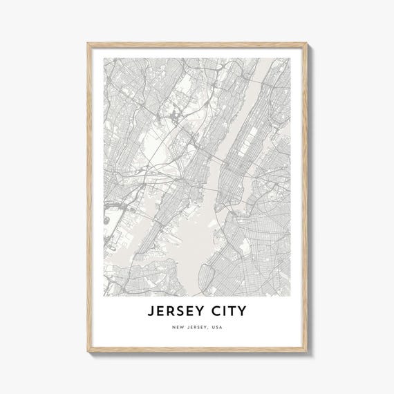 Jersey City Map Art Print, Home Office Decor