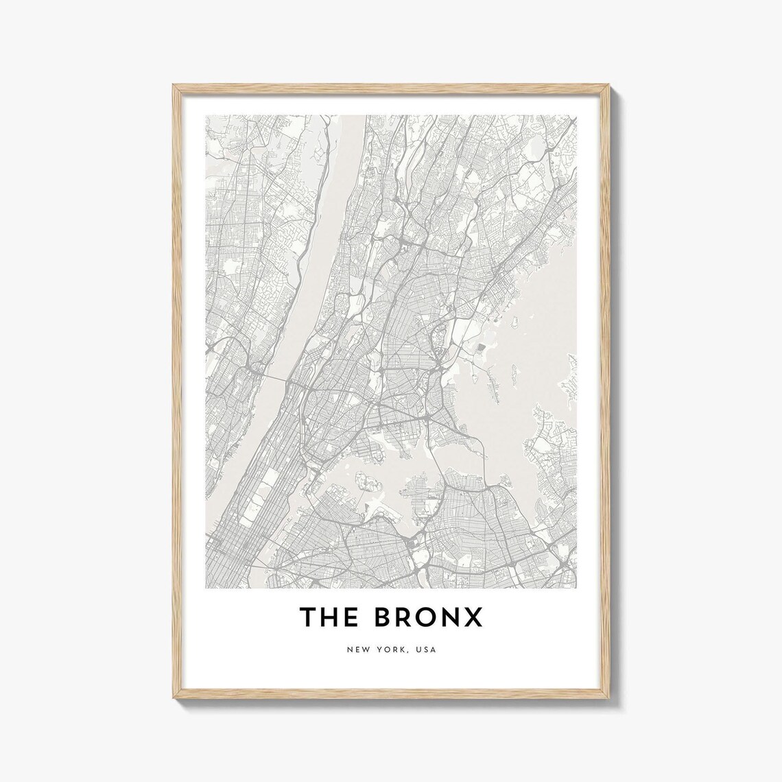 The Bronx New York Minimalist Borough Street Map Art Print Decor