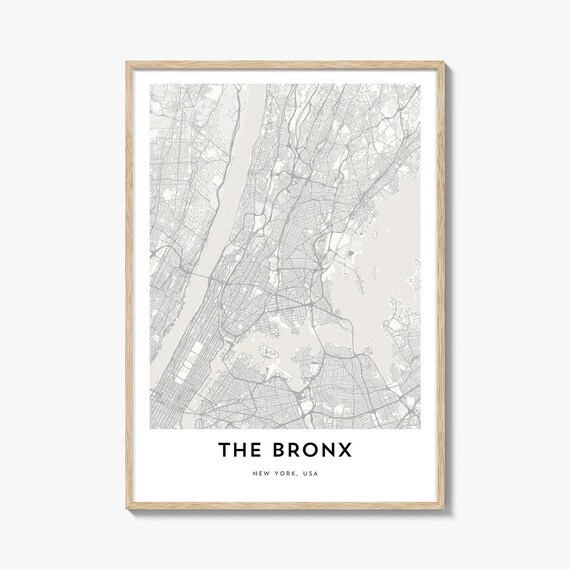 The Bronx New York Minimalist Borough Street Map Art Print Decor