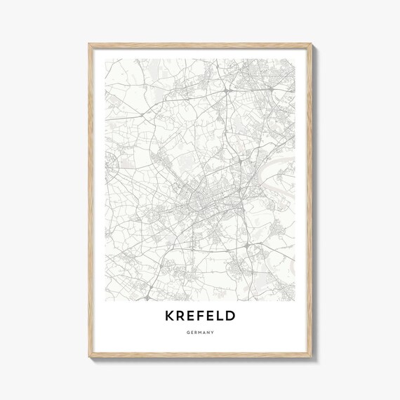 Krefeld Germany Minimalist Street Map Urban City Grid Poster
