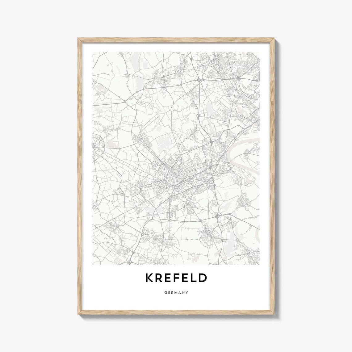 Krefeld Germany Minimalist Street Map Urban City Grid Poster