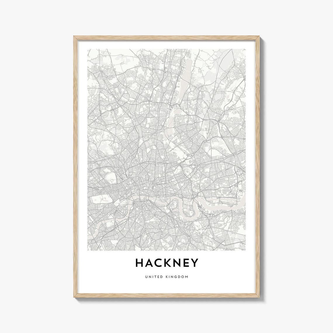 Hackney London Borough Minimalist Street Map Line Art Wall Poster