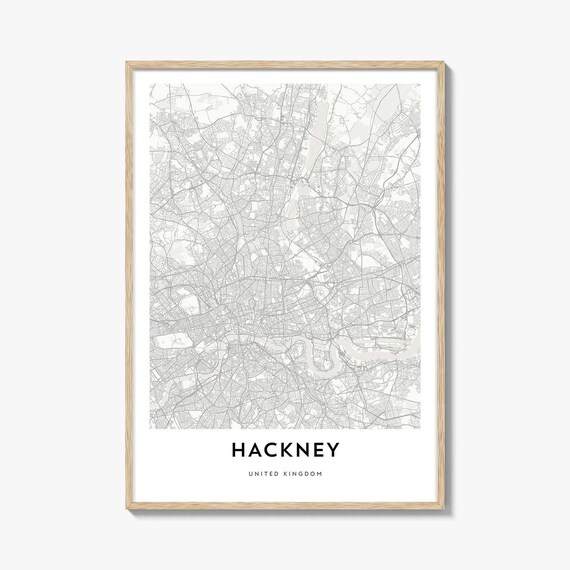 Hackney London Borough Minimalist Street Map Line Art Wall Poster