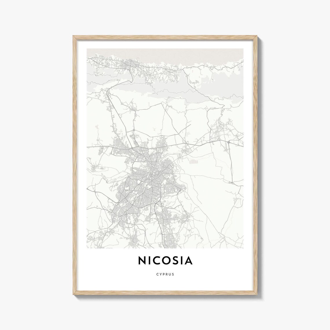 Nicosia Cyprus Minimalist Street Map Poster In Soft Neutral Tones