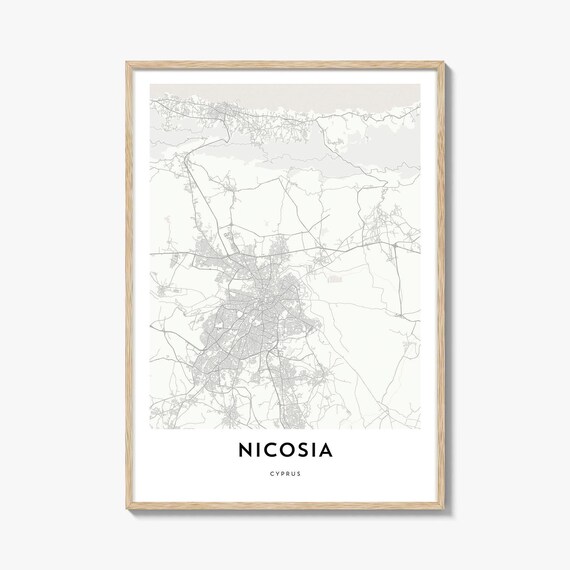 Nicosia Cyprus Minimalist Street Map Poster In Soft Neutral Tones