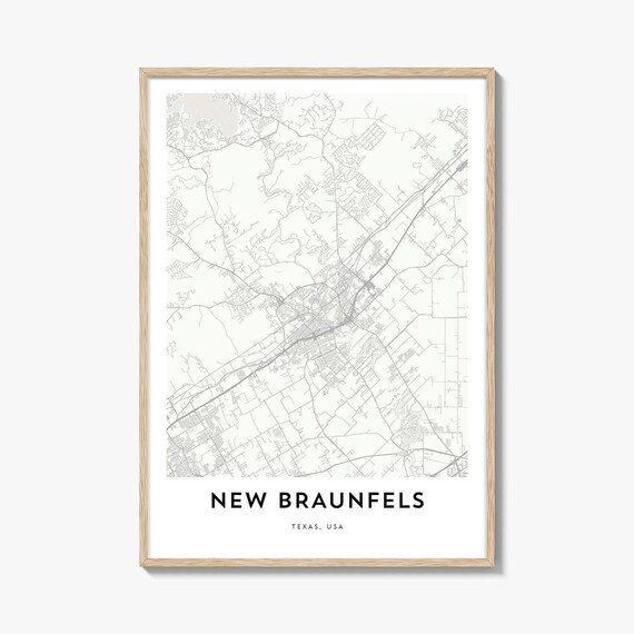 New Braunfels Texas Minimalist City Map Poster Modern Home Decor Art