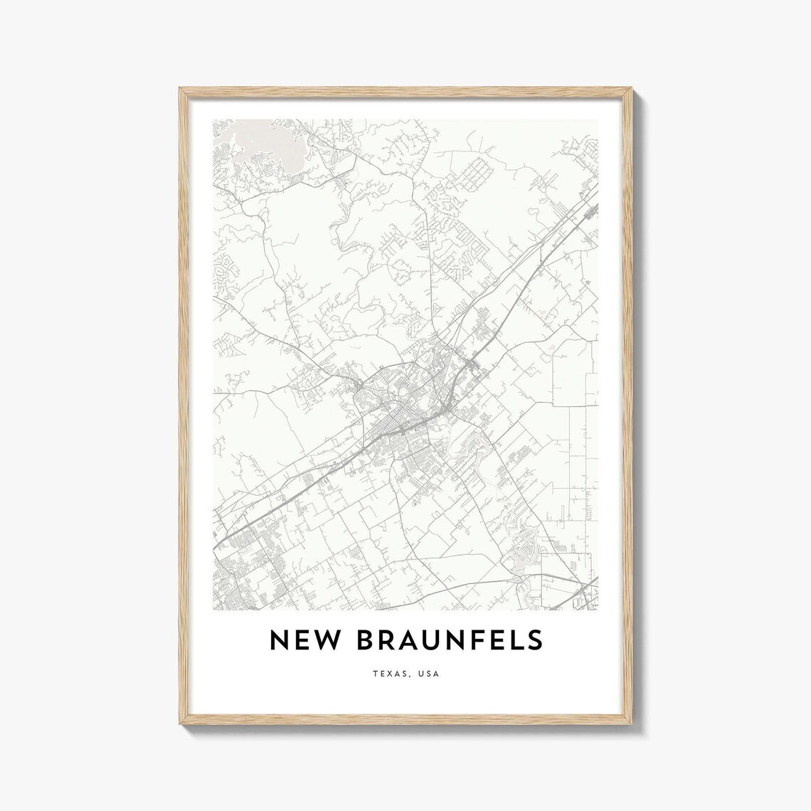 New Braunfels Texas Minimalist City Map Poster Modern Home Decor Art