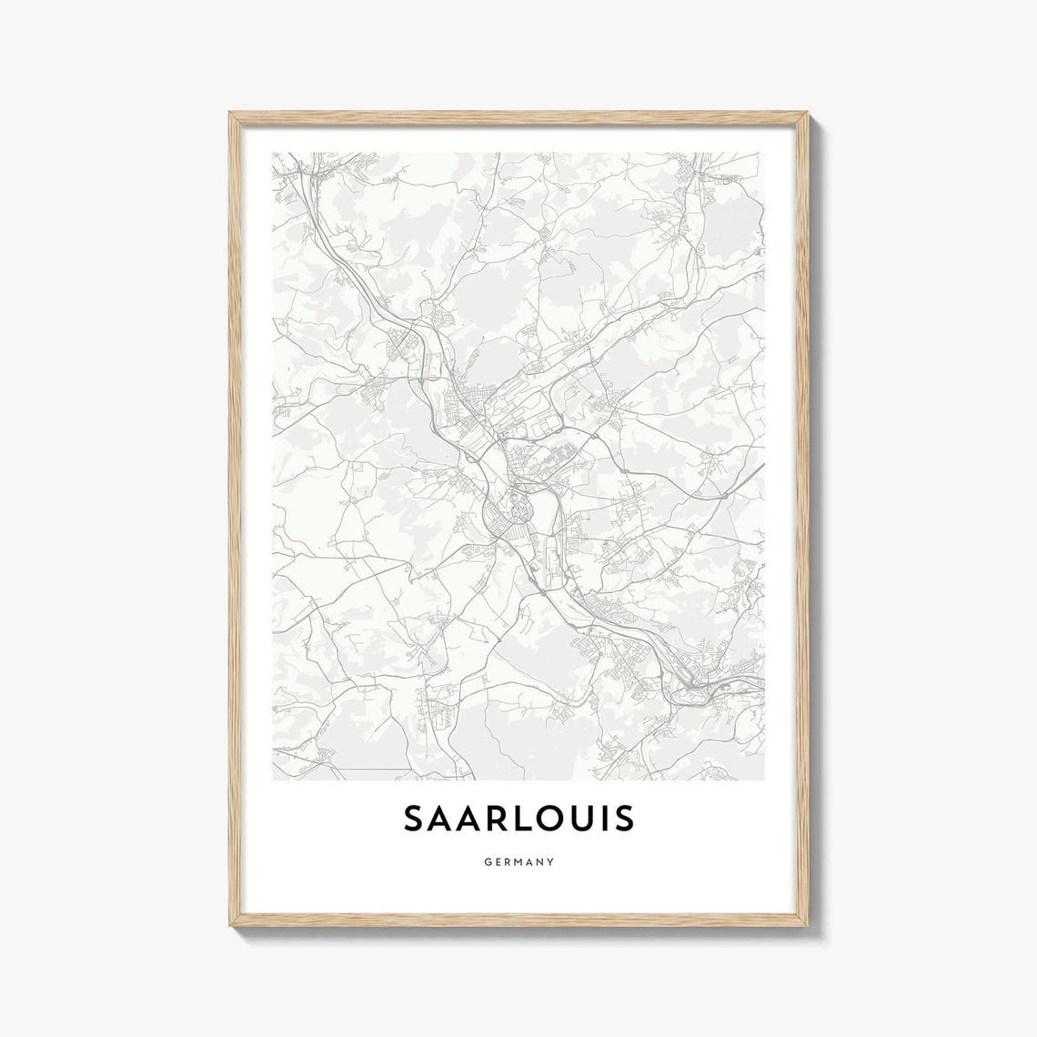 Saarlouis Germany Minimalist City Street Map Poster Gift Artwork