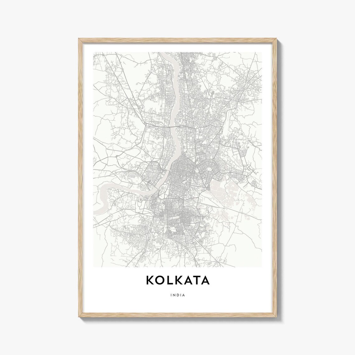 Kolkata India Minimalist Capital City Map Line Art Gift Poster