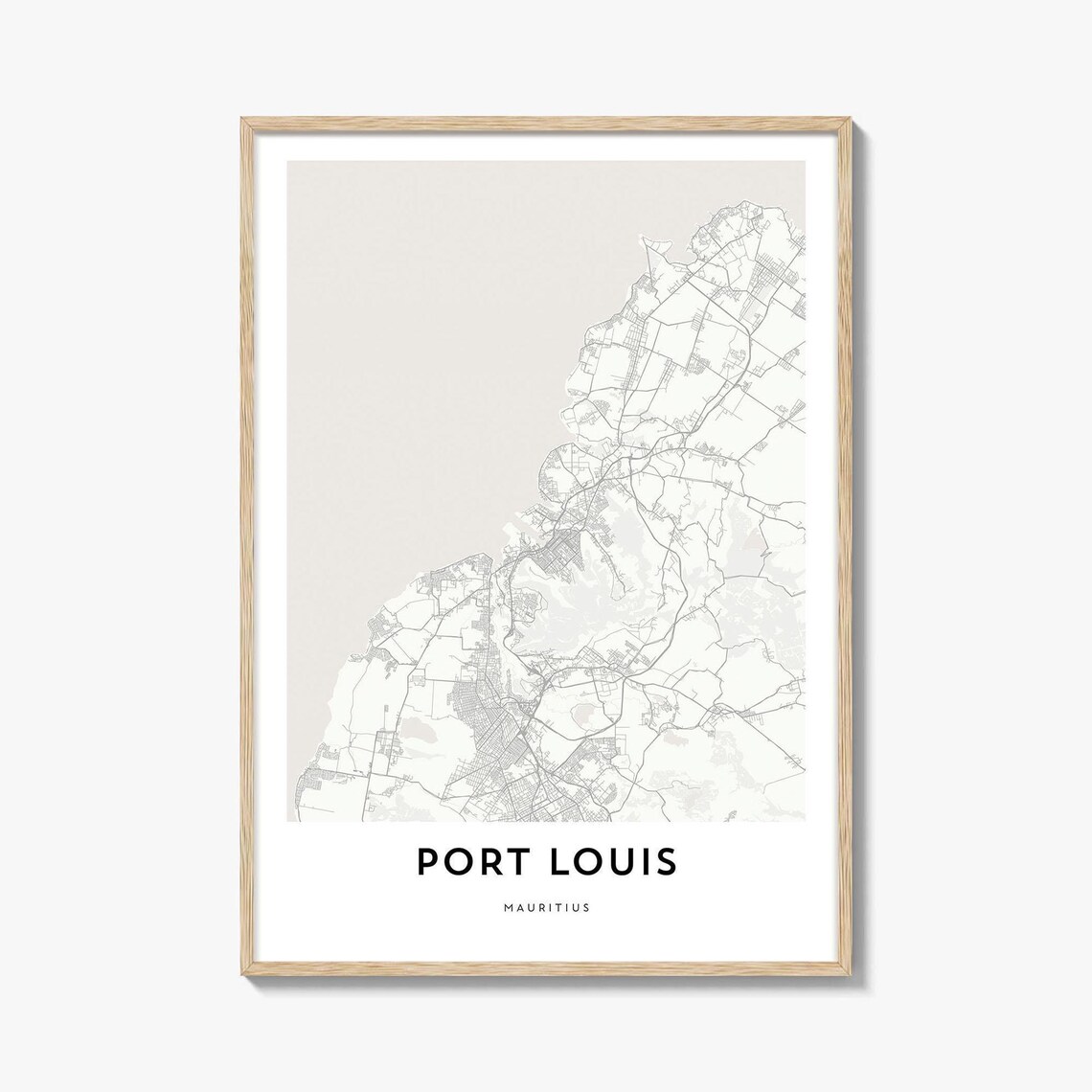 Port Louis Mauritius Minimalist City Street Map Island Poster