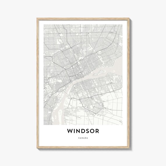 Windsor Canada Minimalist Street Map With Detroit River Poster