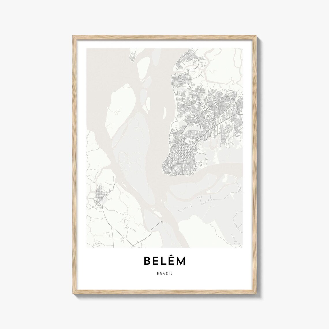 Belém Brazil Minimalist City Street Map Modern Black White Poster