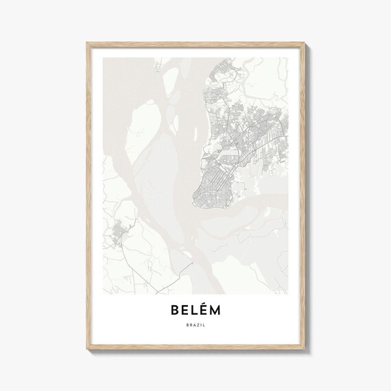 Belém Brazil Minimalist City Street Map Modern Black White Poster
