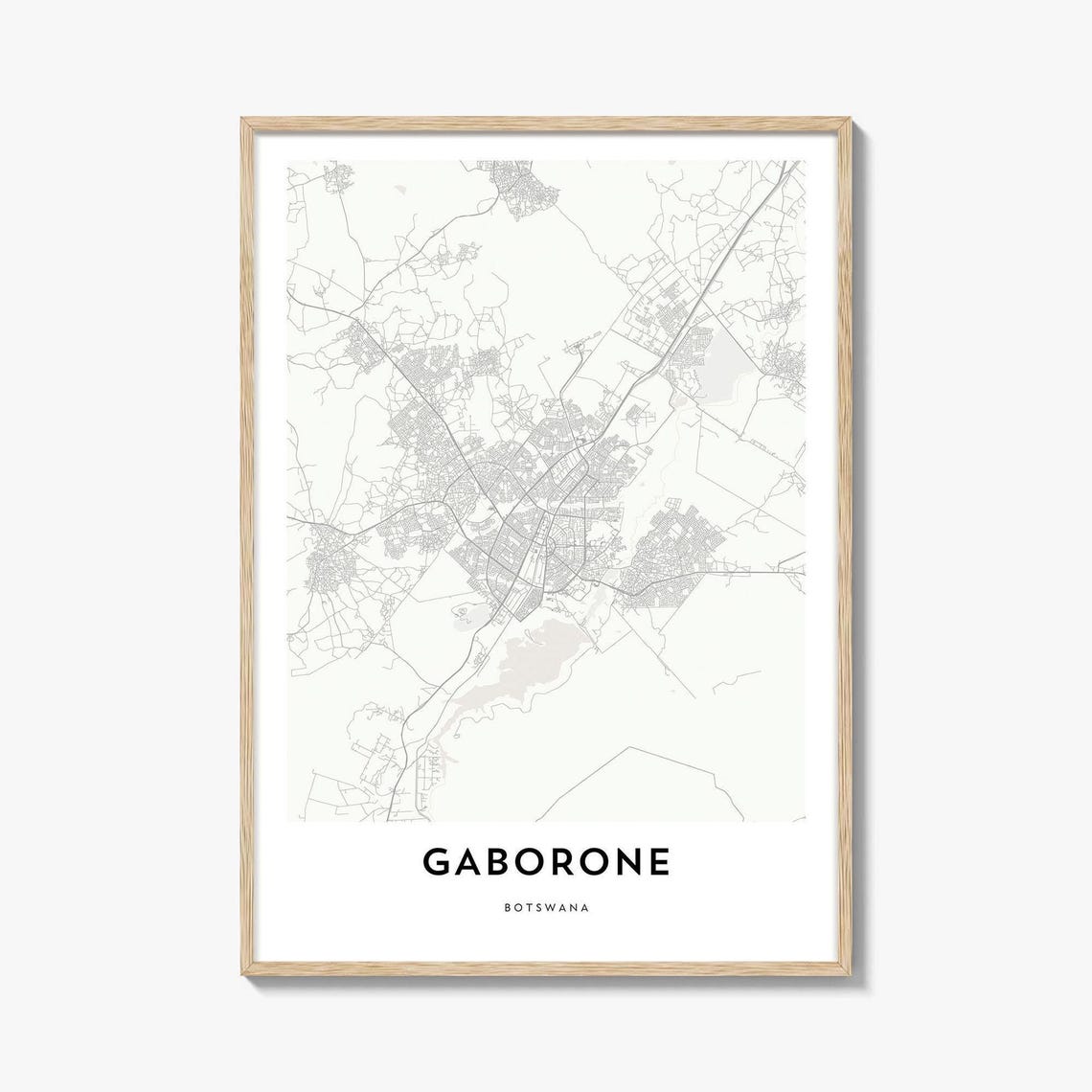Gaborone Botswana Minimalist City Street Map Modern Decor Poster
