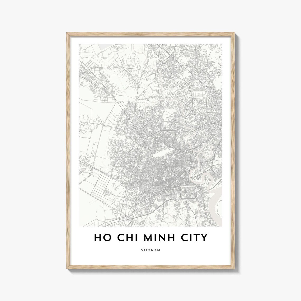 Ho Chi Minh City Vietnam Street Map Minimalist Gray Art Poster