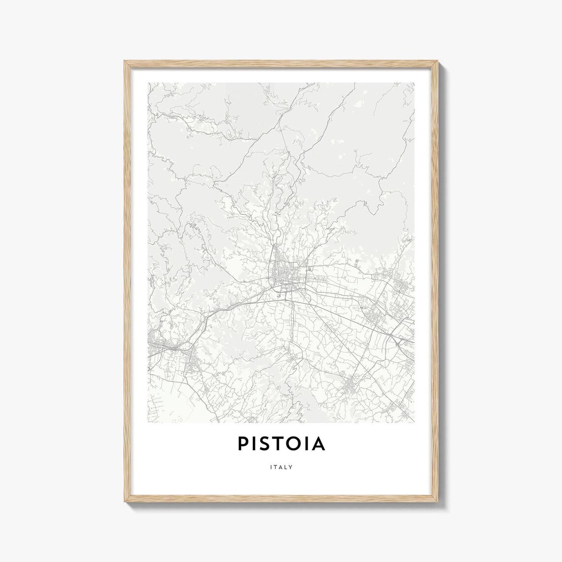 Pistoia Tuscany Italy Minimalist Street Map Black Line Art Poster