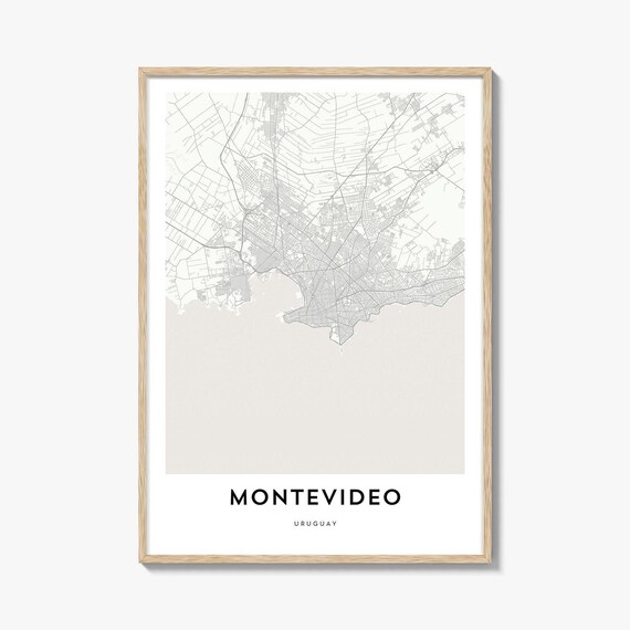 Montevideo Uruguay Minimalist Coastal City Map Poster Black White