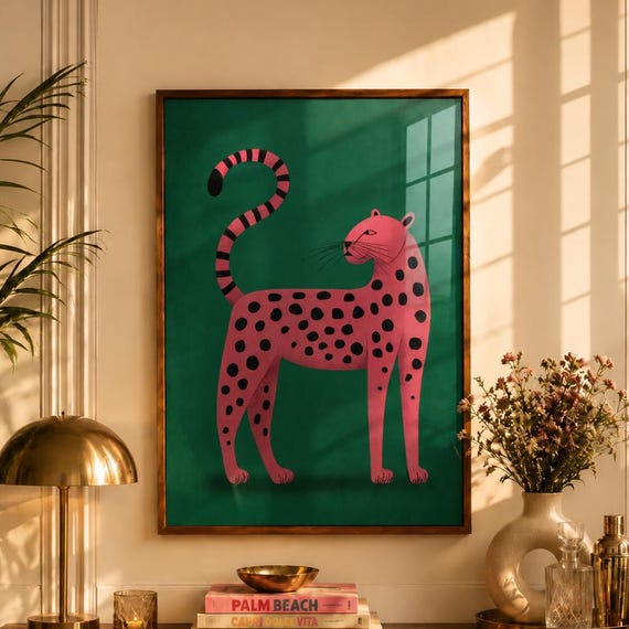 Leopard Wall Art Print, Funky Animal Decor