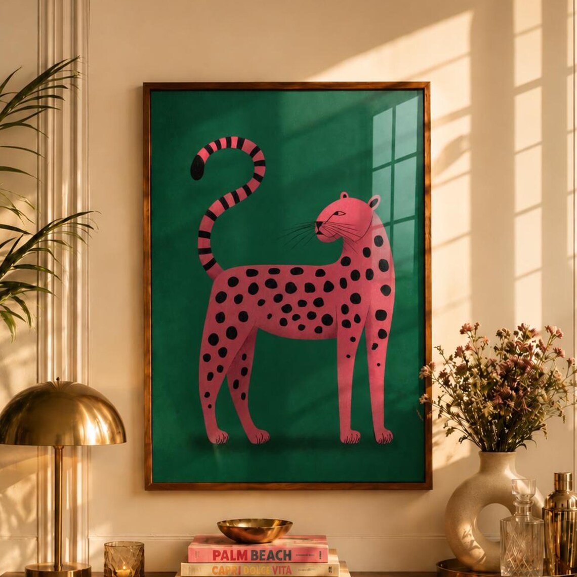 Leopard Wall Art Print, Funky Animal Decor