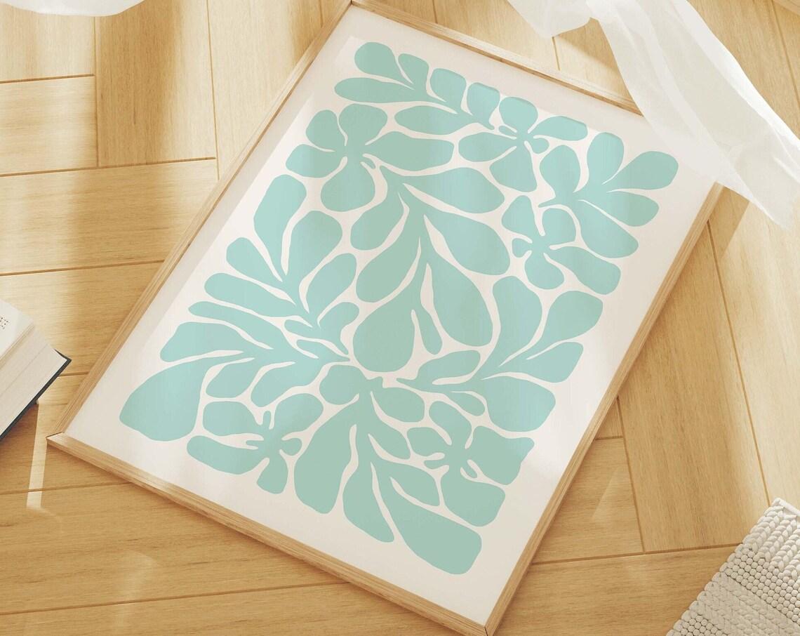 Mint Seaweed Leaf Abstract Botanical Art Poster for Modern Decor - Image 4
