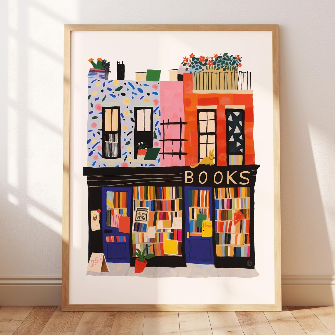 Cozy Colorful Bookstore Front Bookshop Illustration Art Print - Image 2