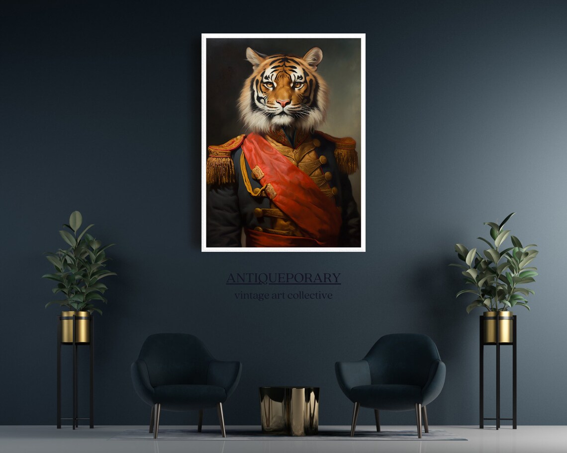 Royal Tiger Military General Uniform Epaulettes Portrait Poster - Image 5