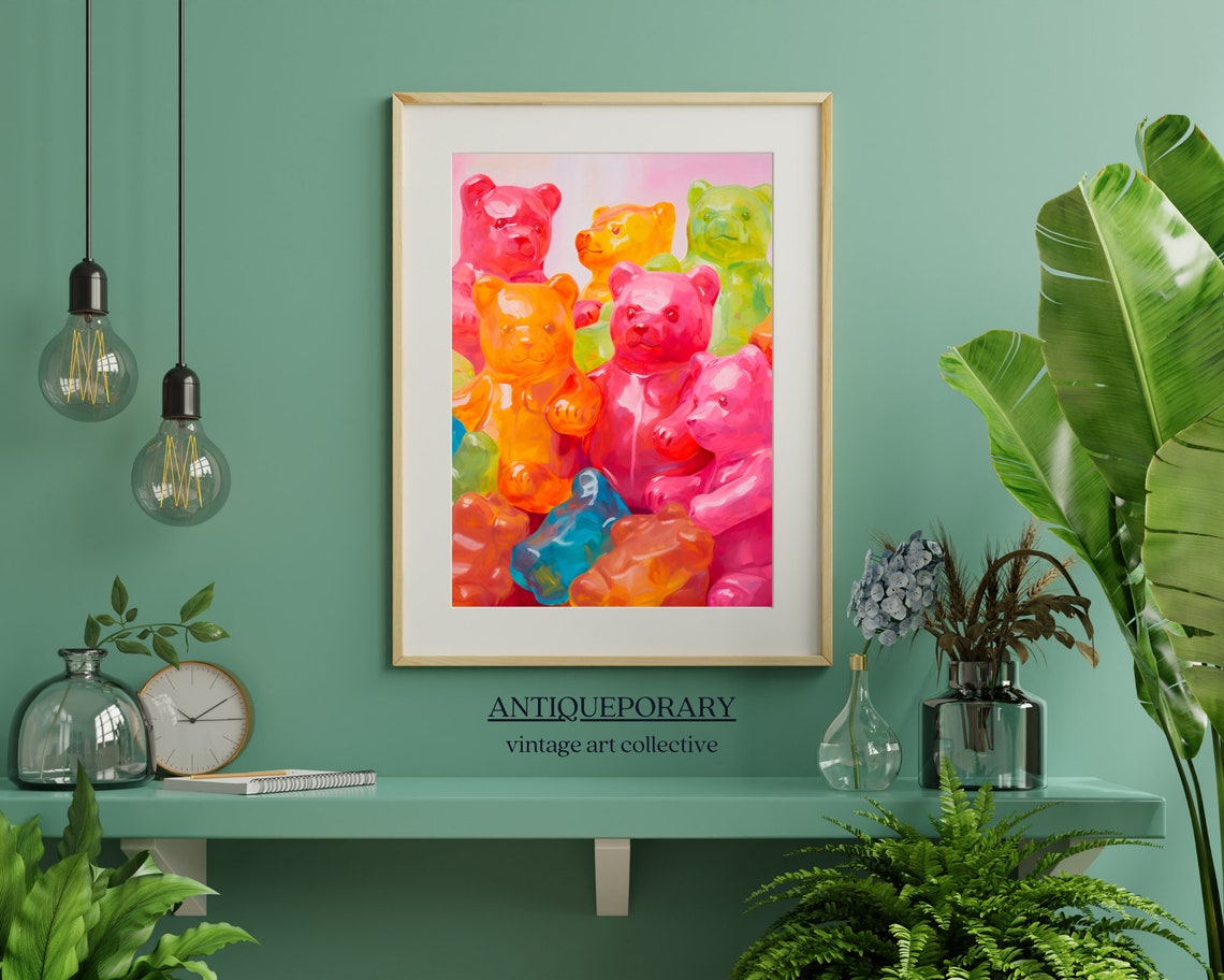 Colorful Gummy Bears Pile Candy Pop Art Modern Still Life Poster - Image 4