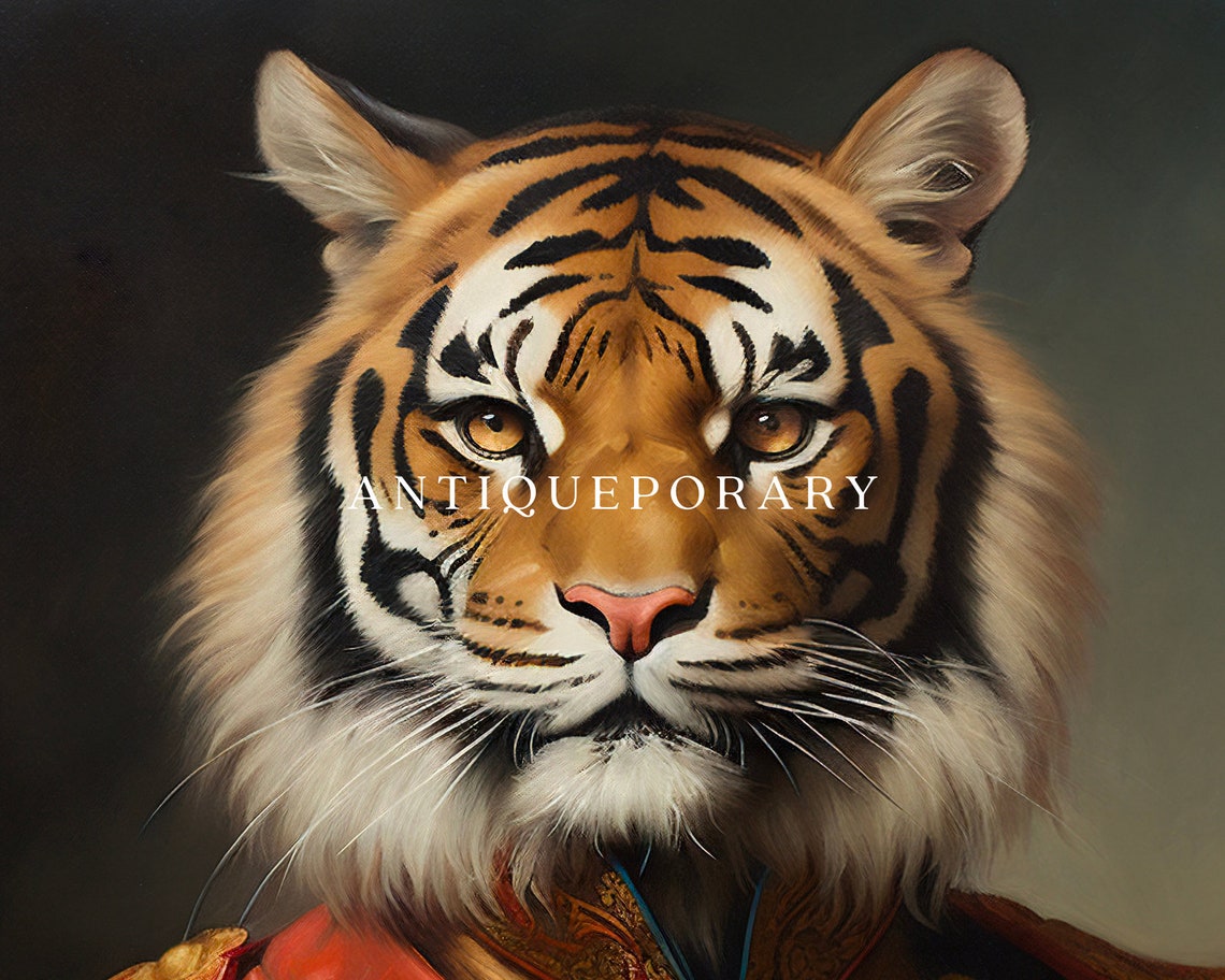 Royal Tiger Military General Uniform Epaulettes Portrait Poster - Image 3