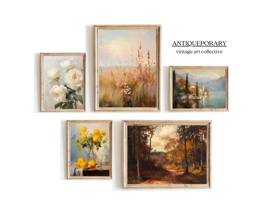 Autumn Forest Path Golden Trees Moody Fall Landscape Painting Poster - Image 4