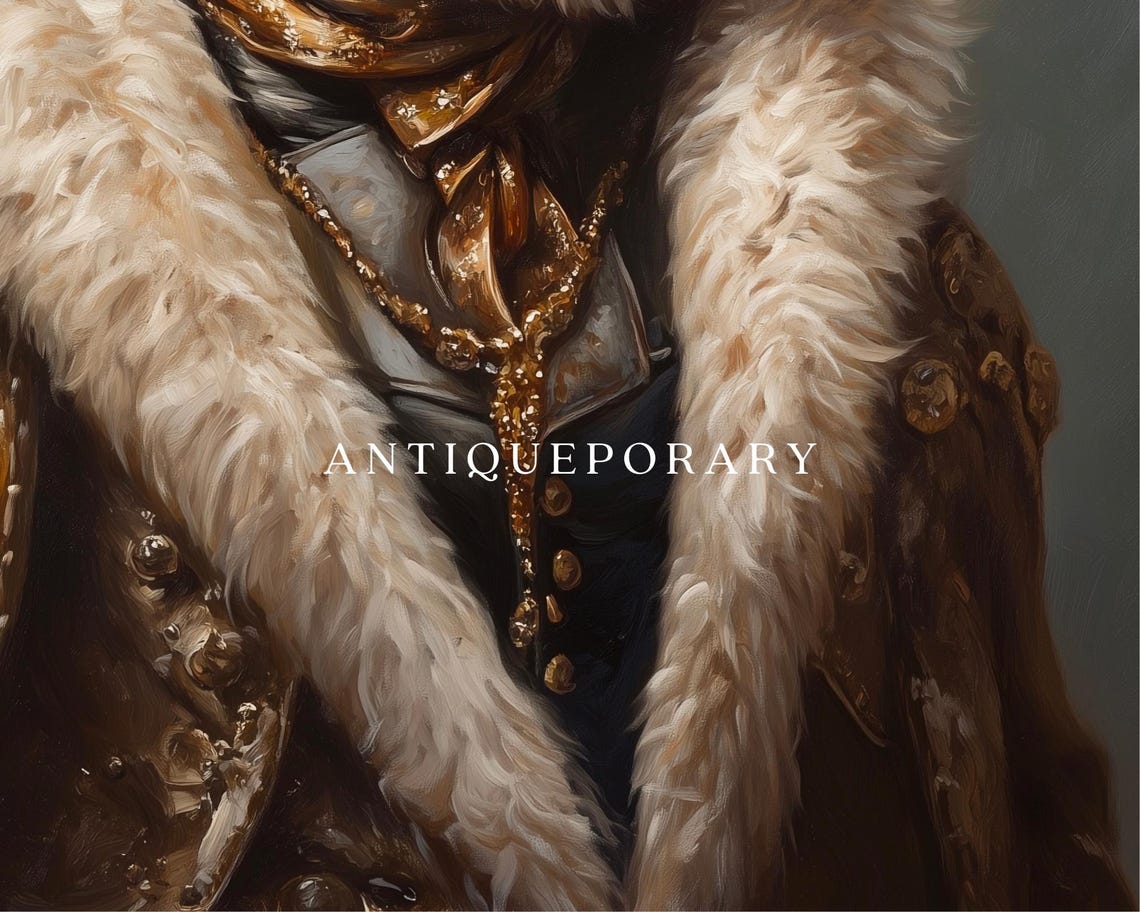 Polar Bear Lady in Fur Trimmed Coat Vintage Aristocratic Animal Poster - Image 2