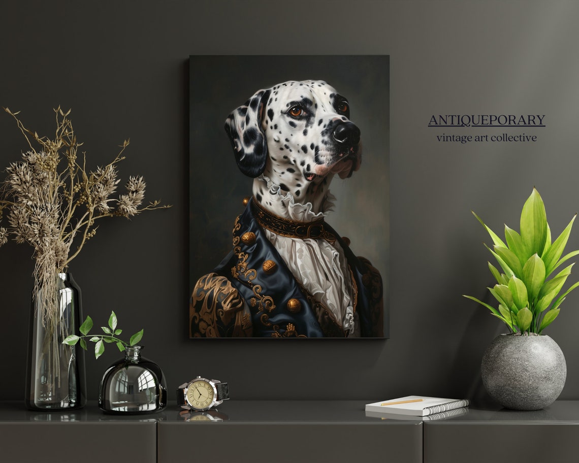 Noble Dalmatian Gentleman Jeweled Coat Ruff Collar Oil Portrait Poster - Image 5
