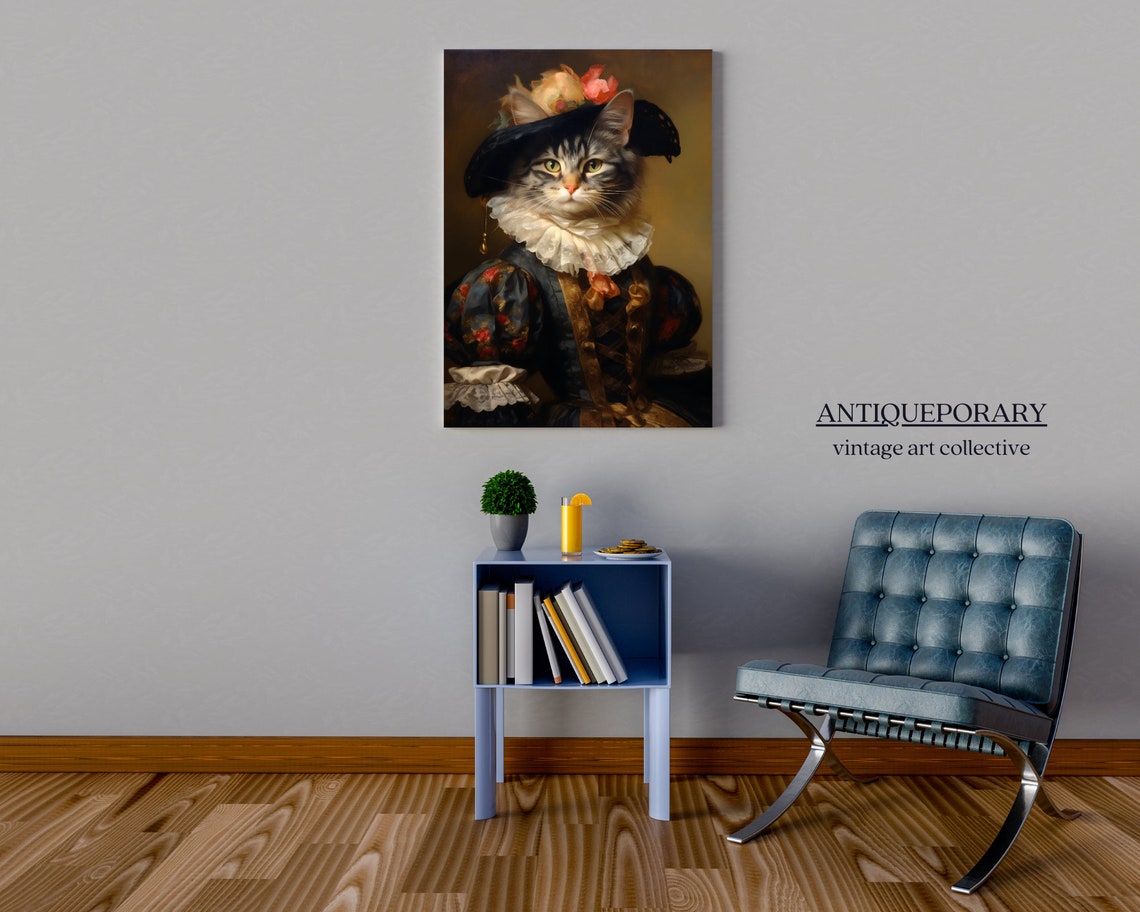Victorian Animal Portrait Dressed Animal Print Lady Cat Poster Royal Animal Paintings Renaissance Animal Portraits Vintage Inspired Art - Image 3