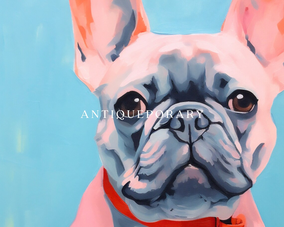Cute Pink French Bulldog Pop Art Portrait on Turquoise Poster - Image 3