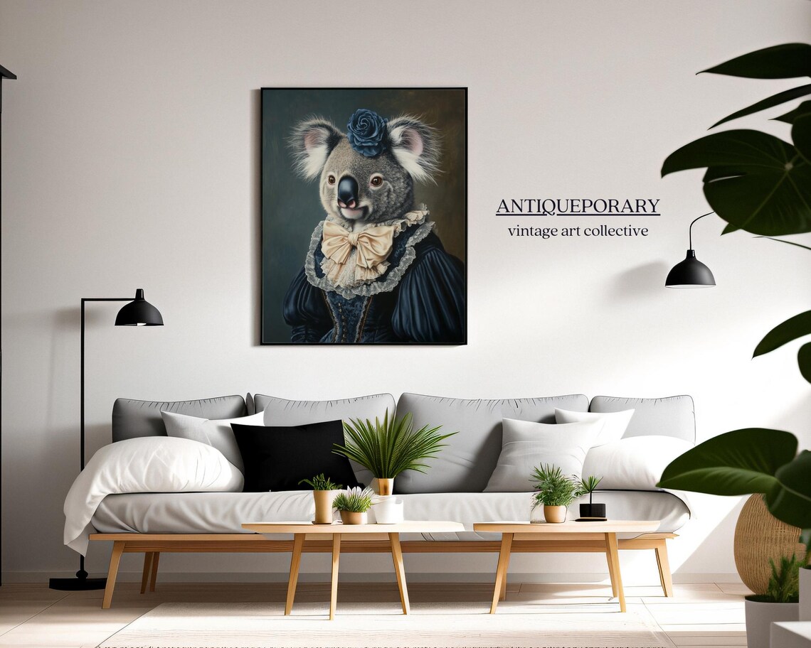 Royal Lady Koala in Navy Victorian Dress Animal Portrait Poster - Image 5