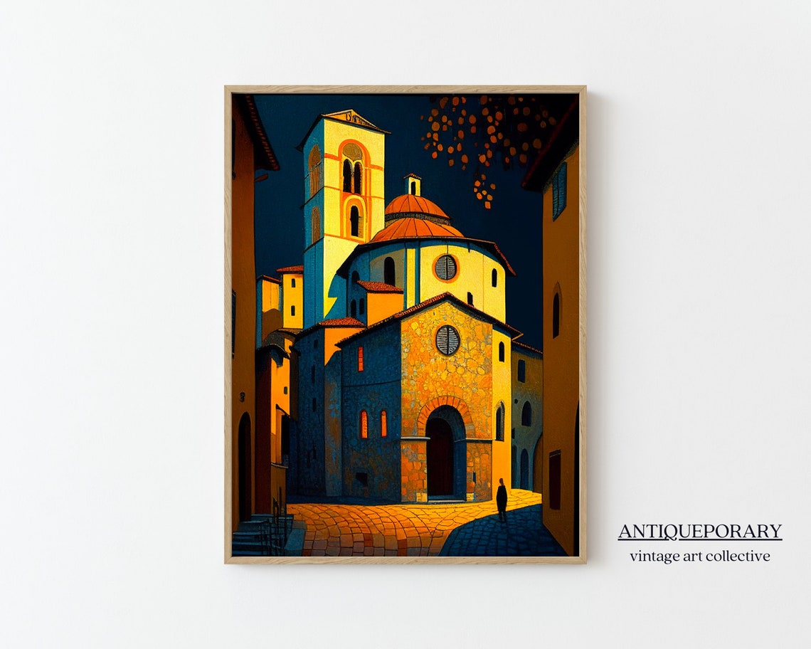 Antique Cityscape Oil Painting Vintage Architecture Painting Vintage Wall Art Moody Wall Decor Vintage Wall Art Vintage Portrait