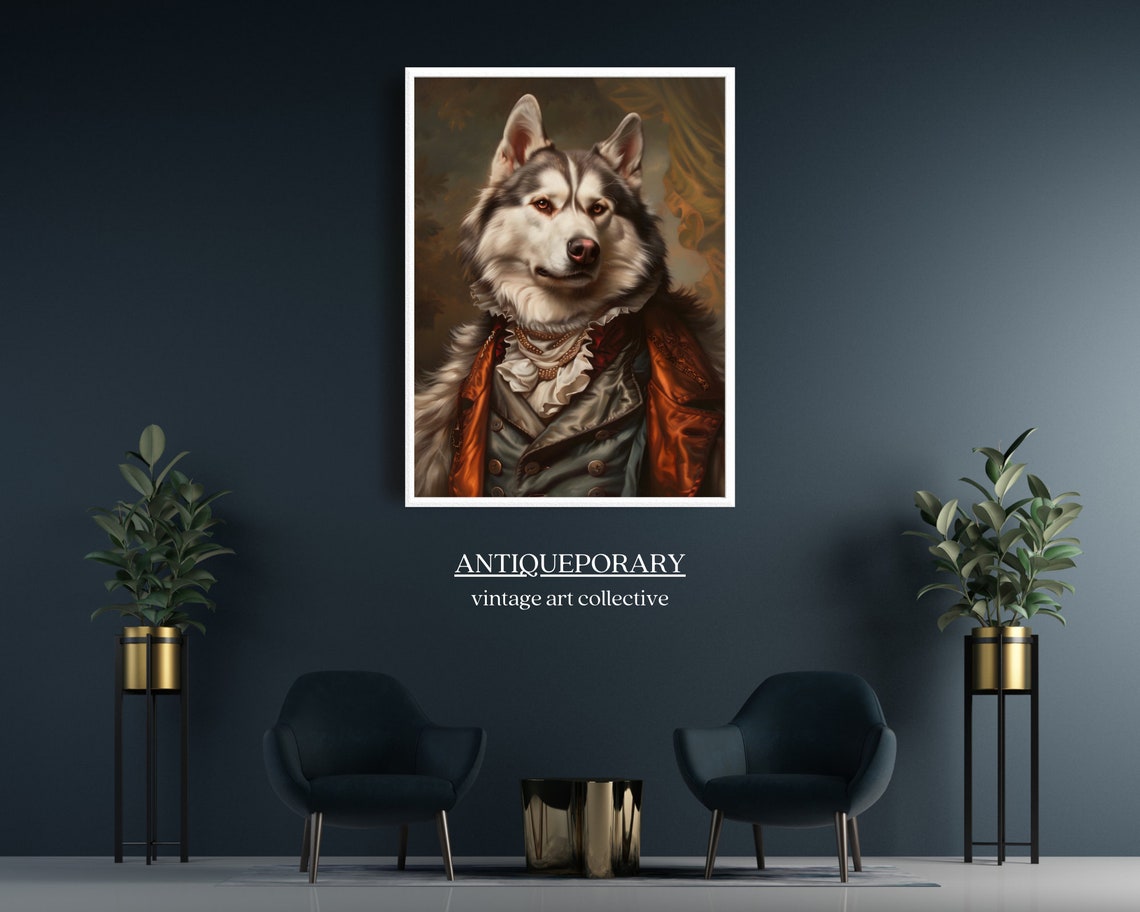 Regal Siberian Husky in Gold and Rust Coat Royal Portrait Poster - Image 5