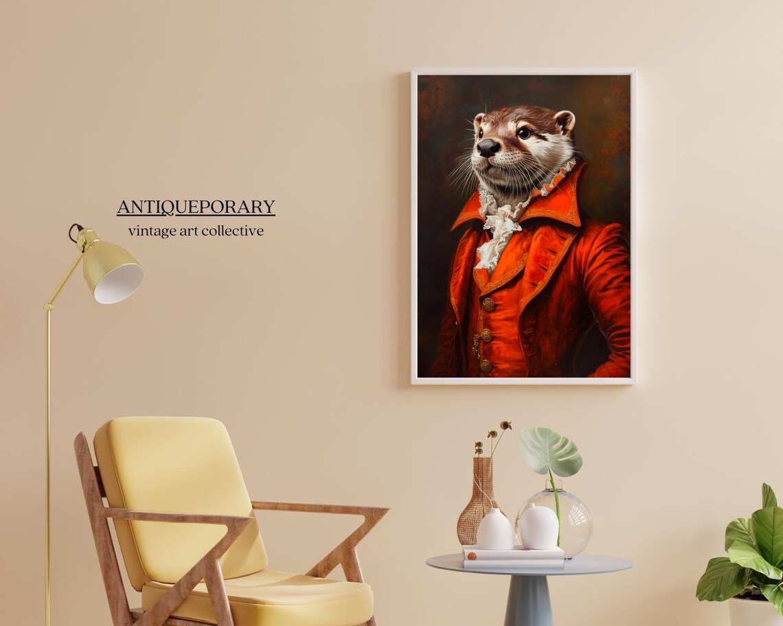 Victorian Animal Portrait Vintage Animal Print Royal Otter Painting Dressed Animal Print Renaissance Animal Animal Lover Gift - Image 5