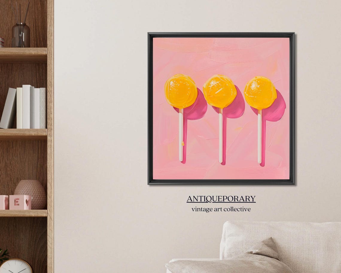 Yellow Lollipop Trio Pink Background Modern Pop Art Style Poster - Image 6