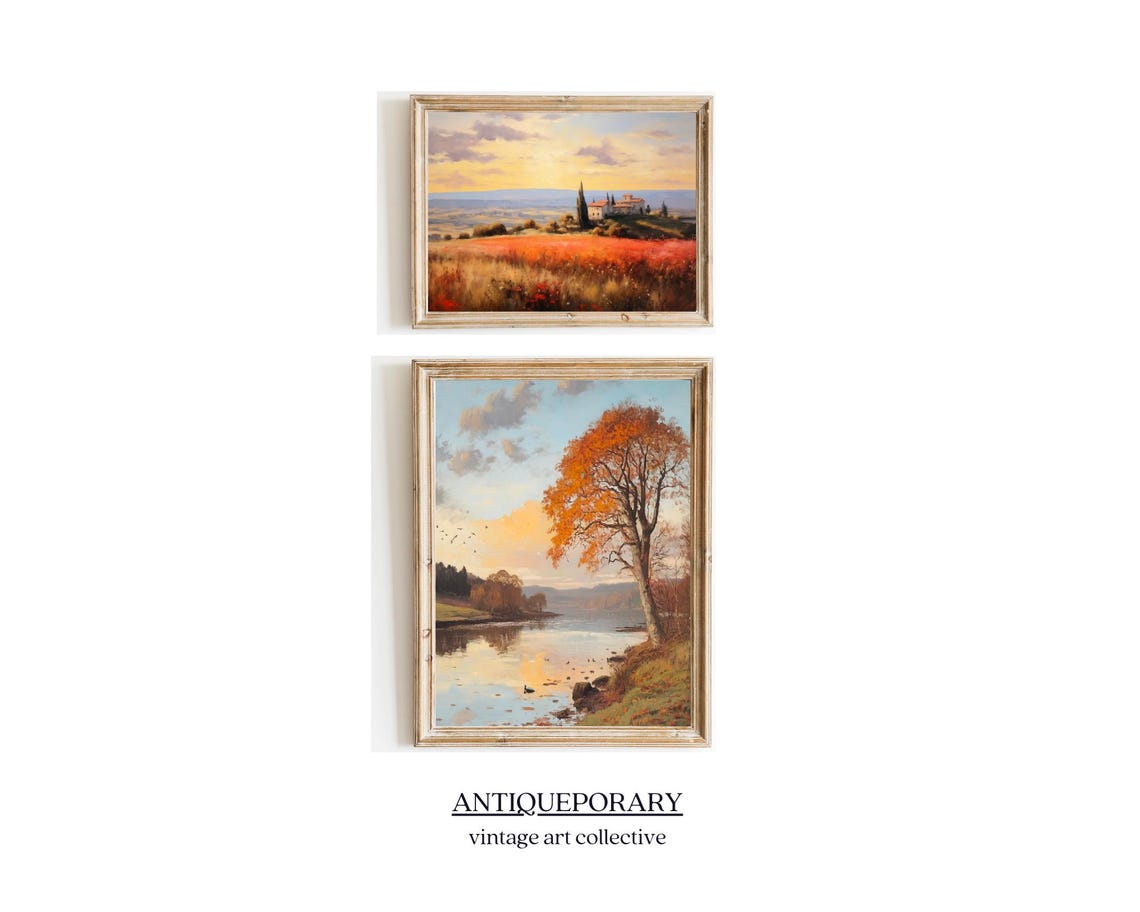 Autumn Lake with a Brilliant Orange Tree at Sunset Landscape Poster - Image 4