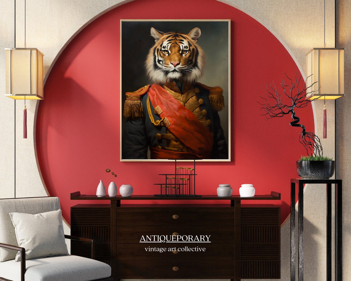 Royal Tiger Military General Uniform Epaulettes Portrait Poster - Image 6