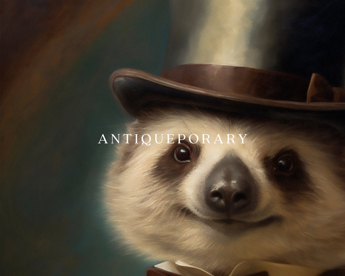 Dapper Sloth Gentleman in Top Hat and Brown Suit Portrait Poster - Image 3