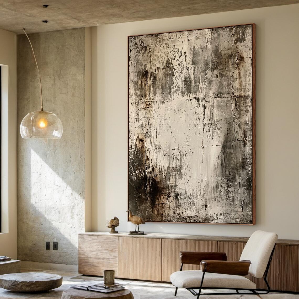 Large Gray Abstract Painting, Modern Living Room Decor - Image 4