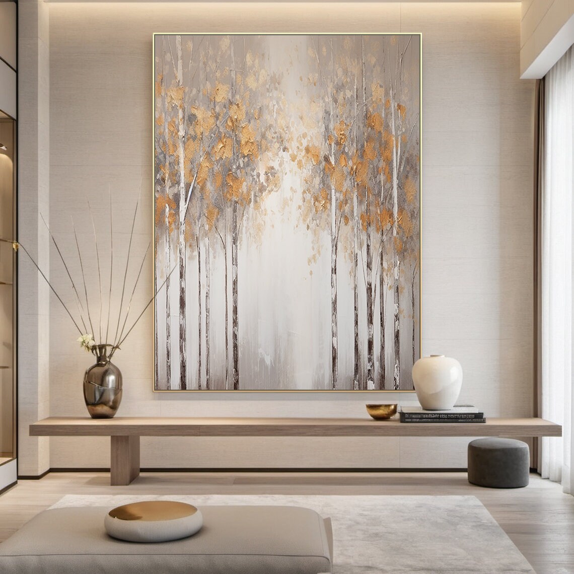 Large Original Brown Forest Painting Abstract Texture Wall Art Modern Living Room Art Natural Landscape Painting - Image 6