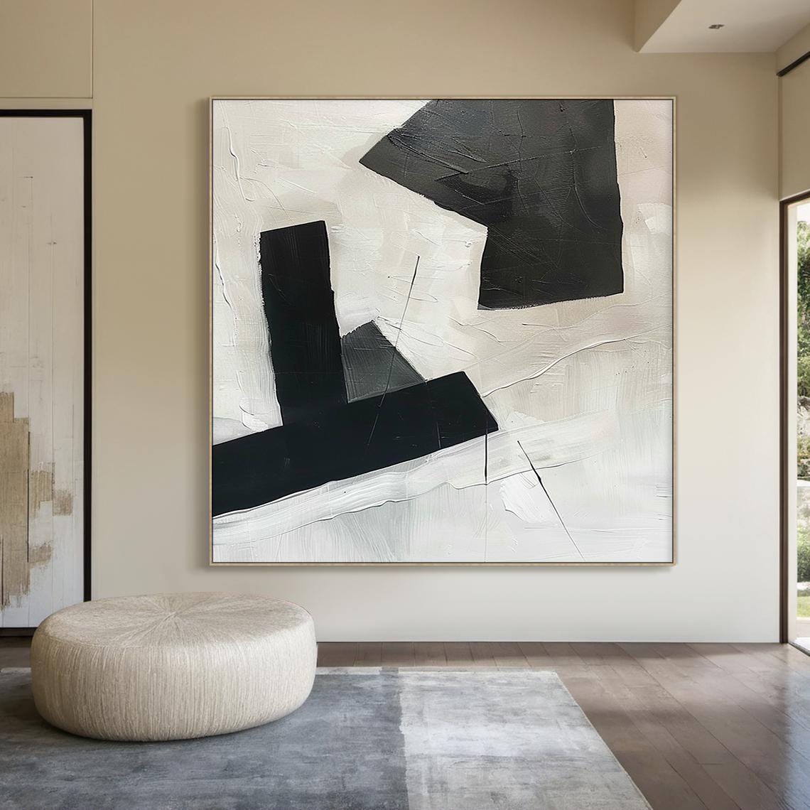 Black White Bold Geometric Shapes Abstract Minimalist Modern Wall Art - Image 3