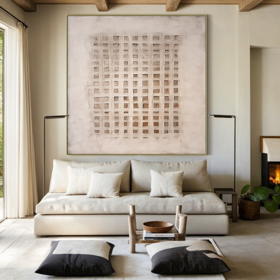 Lattice Abstract Texture Painting, Wabi Sabi Art Print - Image 5