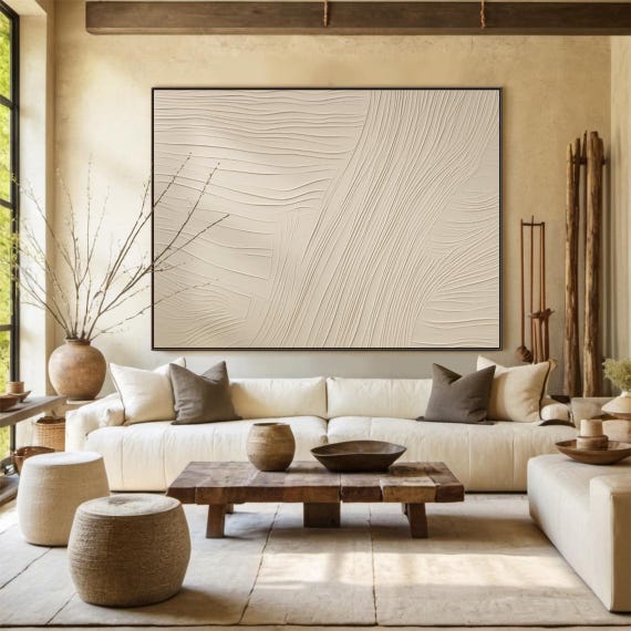 Beige Wabi Sabi Wall Art Beige Abstract Painting Large Beige Simple Wall Art Beige Textured Art Modern Stylish Decor